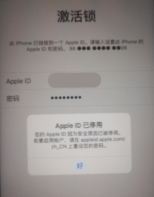 延庆苹果手机维修分享iPhone 12 出现提示“Apple ID 已停用”怎么办 